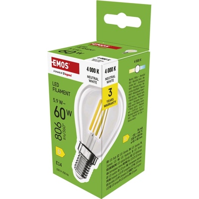 EMOS LED žiarovka Filament Mini Globe E14 5,9 W 60 W 806 lm Neutrálna biela