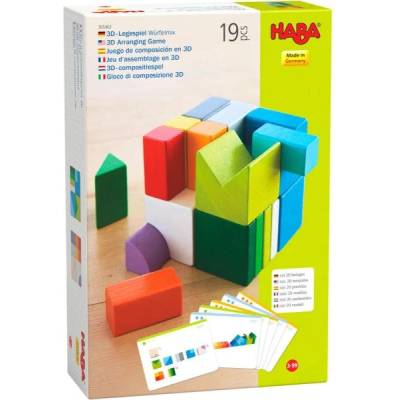 HABA Дървена игра за подреждане на кубчета с шаблони от 3 до 99 години (1305463001)