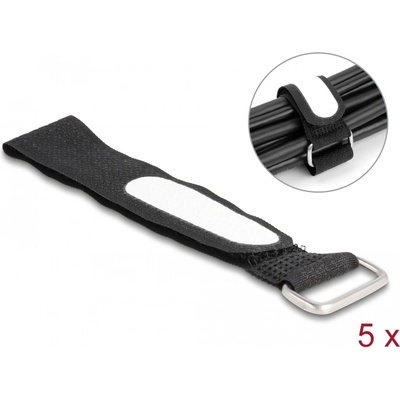 Delock Велкро кабелни връзки с кука и повърхност за етикетиране Hx 203 mm и W 20 mm 5 бр. черни (d19606)
