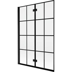 Mexen Mist параван за вана 2-крилен, ляв 120 x 150 см, черна решетка, черен - 8A9-120-002-70-77-L (8A9-120-002-70-77-L)