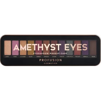 Profusion Cosmetics Amethyst Eyes Eyeshadow Makeup Case - Палитра с 12 цвята сенки за очи и четка