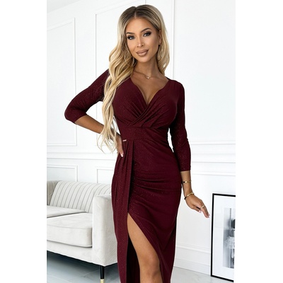 Numoco Елегантна дълга рокля в тъмночервен цвят 404-5nmc-2124 - Тъмночервен, размер s