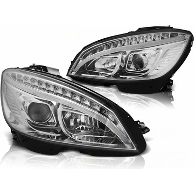 Přední světla, světlomety Mercedes C W204, 2007-2010, Tube Light, chrom