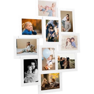 vidaXL Фоторамка колаж за 10 снимки (13х18 см), бяла, МДФ (332781)