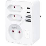 Solight P109PD20 - Разклонител 1x16A+2x 2, 5A с 2xUSB A+C зарядно бял (SL1766)