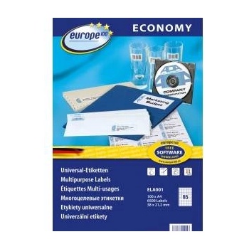 EUROPE100 Avery Zweckform LABELS A4 by AVERY ECONOMY 38 X 21.2 MM 6500 LABELS