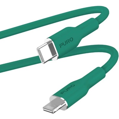 PURO Soft nabíjací a dátový kábel USB-C / Lightning pre iPhone / iPad / iPod / AirPods - 1,5 m - zelený PUCAPLTUSBCICONDKGRN