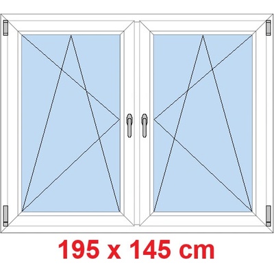 Soft Dvoukřídlé plastové okno 195x145 cm OS+OS se sloupkem Bílá