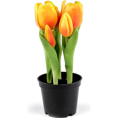 Prima-obchod Umělé tulipány v květináči, barva 4 (21cm) žlutá