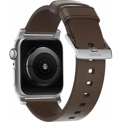 Nomad Кожена (естествена кожа) каишка за Apple Watch 38мм, 40мм, 41мм, 42мм (2024) - Nomad Strap Modern Leather (кафяв-сребрист) (NM1A3RSM00)