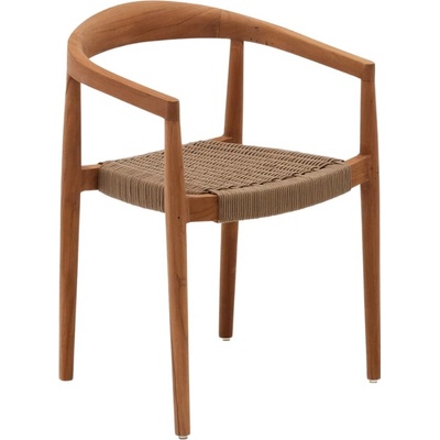 Kave Home Ydalia s pleteným sedákem Teaková zahradní židle