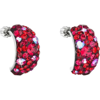 Pavona Stříbrné náušnice visací s krystaly Swarovski červené půlkruh 31164.3 cherry