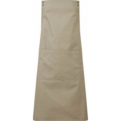 Premier Workwear Zástěra s laclem bez zavazování pro gastro a obsluhu s držákem utěrky a střední kapsou Khaki