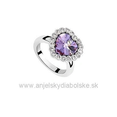 Swarovski prsteň fialové srdce 96472
