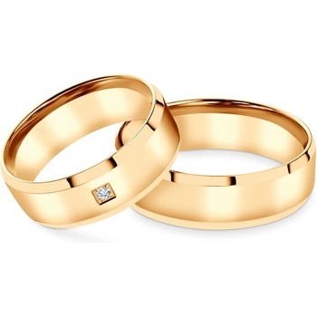 SAVICKI Сватбени халки: жълто злато, скосени, 6, 5 мм