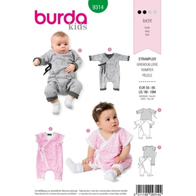 Střih Burda číslo 9314 dětské zavinovací bodýčko – Zboží Mobilmania