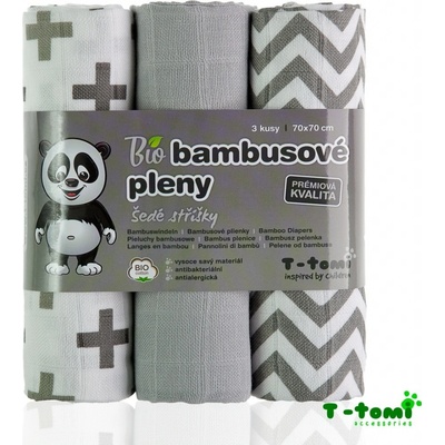 T-Tomi Bio Bambusové 70 x 70 Šedé striešky 3 ks