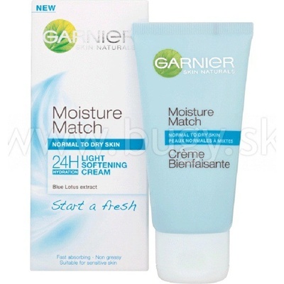 Garnier Moisture Match ľahký zjemňujúci krém pre normálnu až suchú pleť 50 ml
