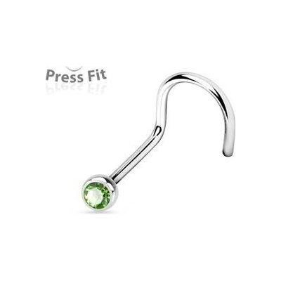 Šperky4U zahnutý piercing do nosu zirkon N1122G-020