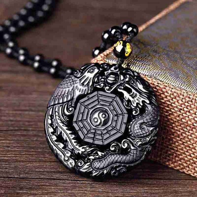 BudNej Amulet životní rovnováha z obsidiánu MN6010