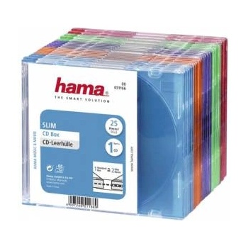 Hama Slim CD кутийки за дискове Hama, опаковка от 25 бр, Цветни, HAMA-51166