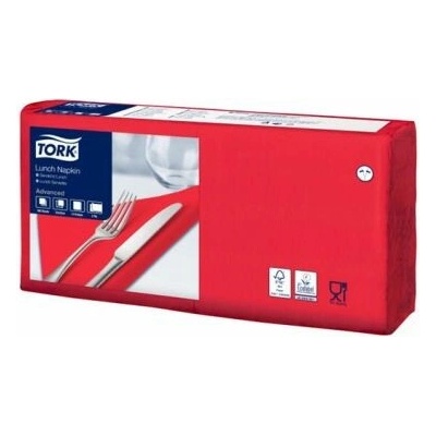 Tork Servítky 1/4 sklad 2V 32x32 cm Advanced Lunch červená 200ks