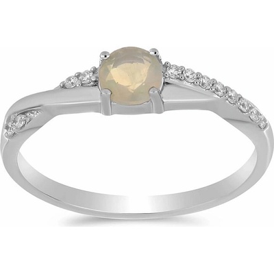 Nefertitis Prsten stříbrný s broušeným etiopským opálem a zirkony 012722 ETOP