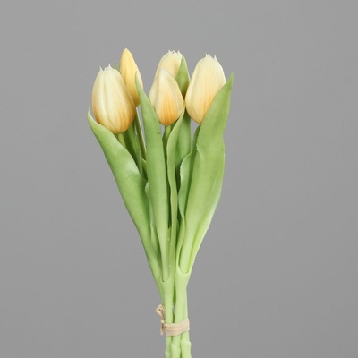 Umělá květina svazek tulipánů 5ks žlutý, 31 cm