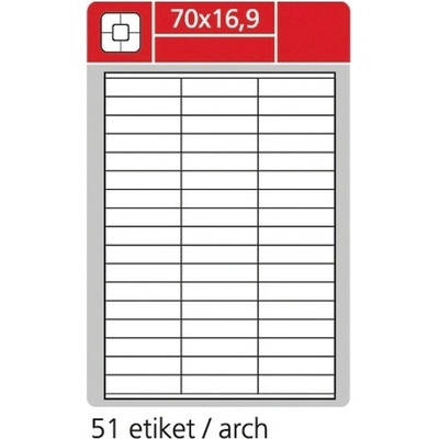 Coveris EPNW070016A4 nepermanentní etikety 70 x 16,9 mm 5100 etiket bílá