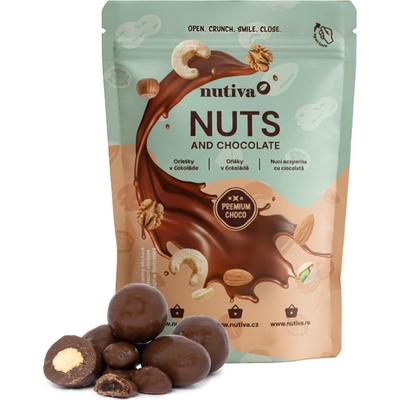 NUTIVA Zmes orechov a hrozienok v mliečnej čokoláde 300 g