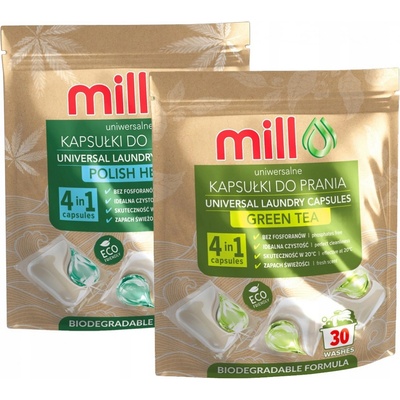 Ecomill Kapsule na pranie Univerzálne Konope + Zelený čaj Mix 2 x 30 PD