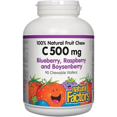 Natural Factors Vitamin C, 500 mg, горски плодове, 90 дъвчащи таблетки, Natural Factors (1326 NF)