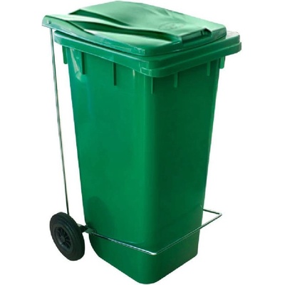 120 л. зелен кош за отпадъци с педал и колела (6507)