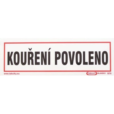 VT KOUŘENÍ POVOLENO 210x70samolep
