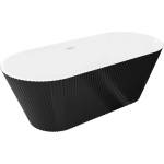 Mexen Yara свободностояща рифелована вана 170 x 75 cm, бяла/черна, бял преливник - 52861707575-20 (52861707575-20)