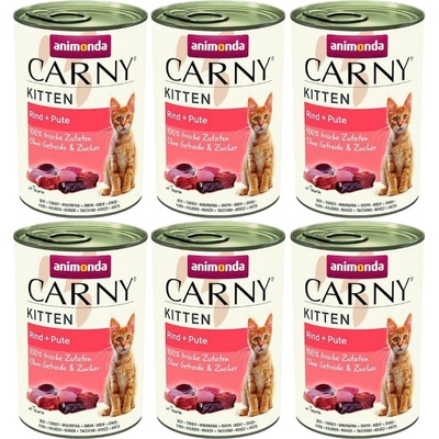 Animonda Carny Kitten hovädzie a morčacie srdcia 6 x 400 g