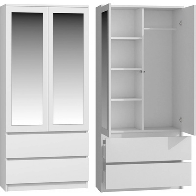 Topeshop SS 90 BIEL LUSTRO 5 polic 2 dveře Bílá