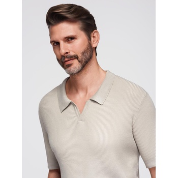 Ombre Clothing Мъжка поло риза без копчета с отворена яка - светлосива Ombre Clothing | Siv | МЪЖЕ | S