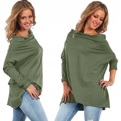 Fashionweek Bavlnená blúzka Asymetrická blúzka oversized MF295 Khaki