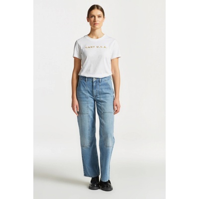 Gant džínsy wide leg cargo jeans modrá