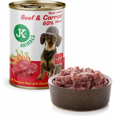 JK ANIMALS Adult Premium Paté Beef & Carrot with Chunks 400 g