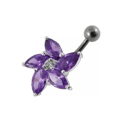 Šperky4U stříbrný piercing do pupíku kytička BP01159-A