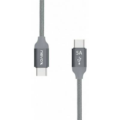 Nevox NX-1653 USB-C na USB-C 20V/5A (100W) Emark IC, 1m, stříbrno-šedý