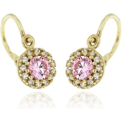 Zlatnictví U Kostela dětské náušnice s růžovým kamínkem 711ŽR