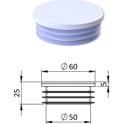 Vnitřní krytka kulatá ø 60 mm, plastová, bílá