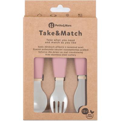 Petite&MARS Sada príborov s nerezovej ocele Take&Match Dusty Rose 12m+