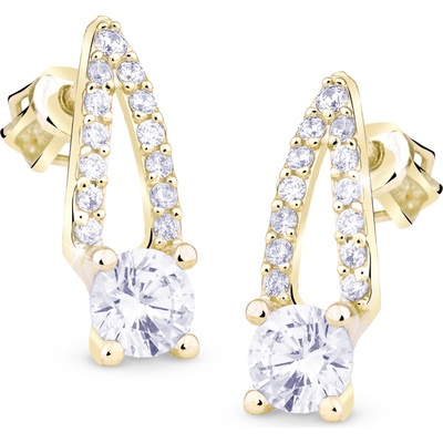 Cutie Jewellery - gold Náušnice Z8044 na šroubek ze zlata se zirkony