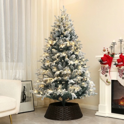 HOMCOM Umělý zasněžený vánoční stromek 180 cm s 793 hroty zelený + bílý