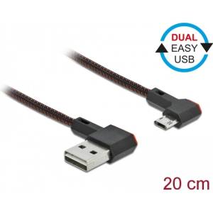 Delock Кабел Delock EASY-USB 2.0 с конектор тип A - EASY-USB с конектор тип Micro-B, извит ба