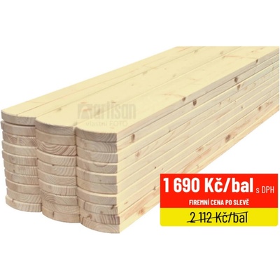 Plotovky dřevěné půlkulaté, severský smrk balené 18x95x1000 - 30 ks, kvalita AB